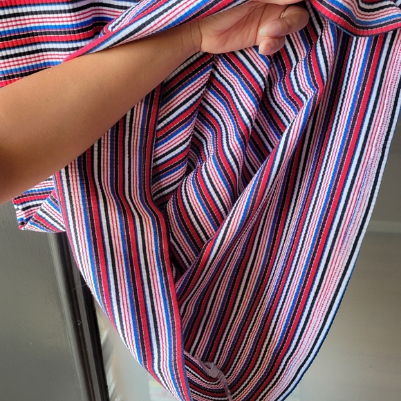 U.S. POLO ASSN. Pencil Knee Dress Red Blue White Striped Large Pull On Logo - Picture 6 of 9